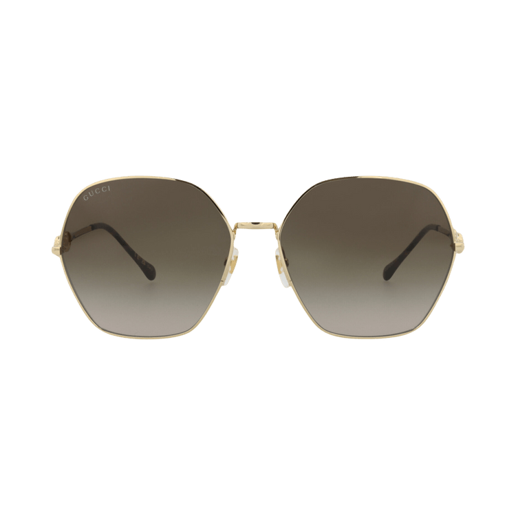 Gucci Square-Frame Metal Sunglasses — Gold