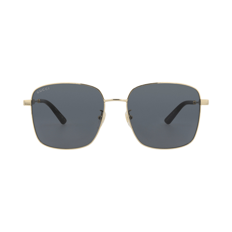 Gucci Square-Frame Metal Sunglasses — Gold