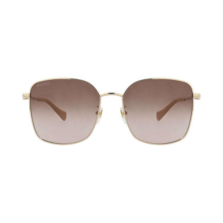 Gucci Square-Frame Metal Sunglasses — Gold