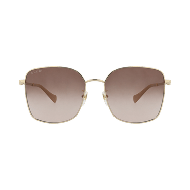 Gucci Square-Frame Metal Sunglasses — Gold