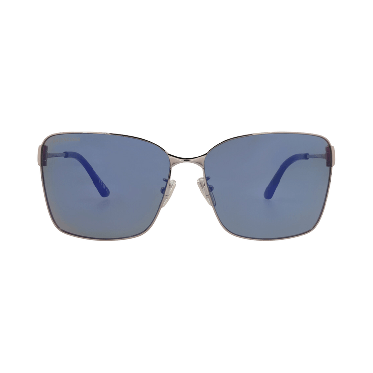 Balenciaga Square-Frame Metal Sunglasses — Silver