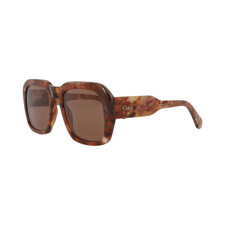 Chloé Square-Frame Recycled Acetate Sunglasses — Brown
