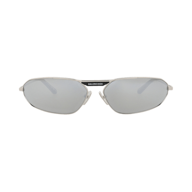 Balenciaga Shield-Frame Metal Sunglasses — Silver