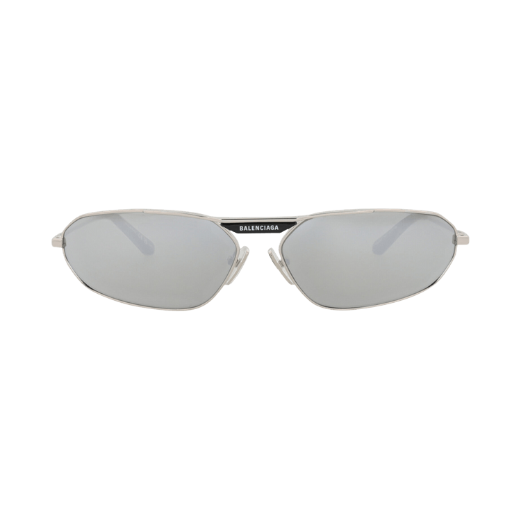 Balenciaga Shield-Frame Metal Sunglasses — Silver
