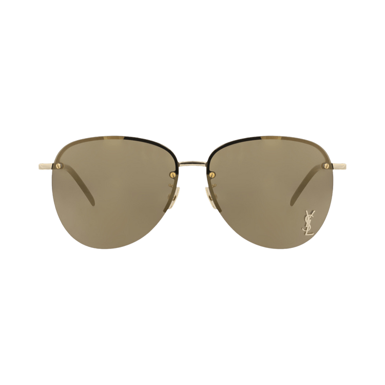 Saint Laurent Aviator-Frame Metal Sunglasses — Gold