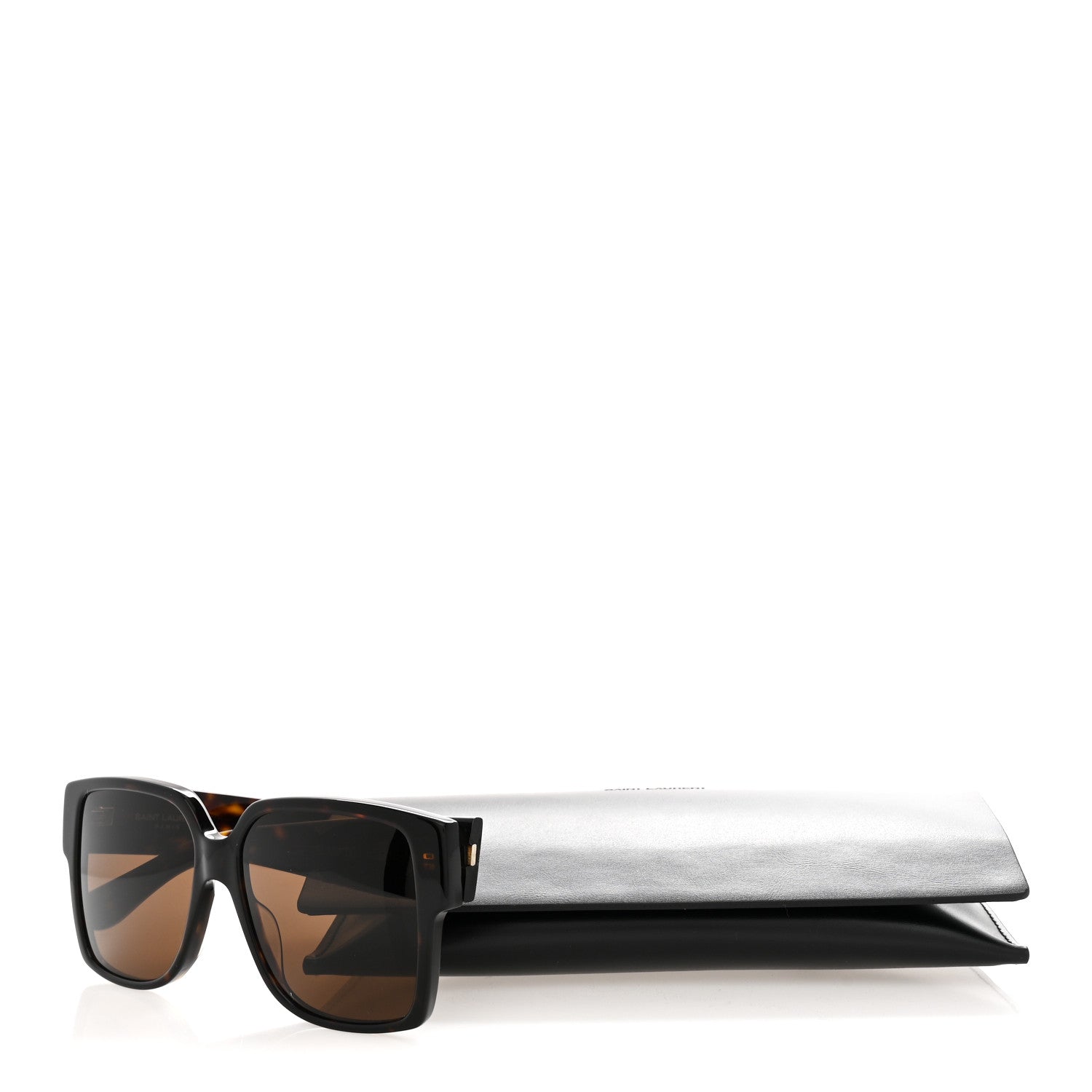 Saint Laurent Square Sunglasses — Tortoise