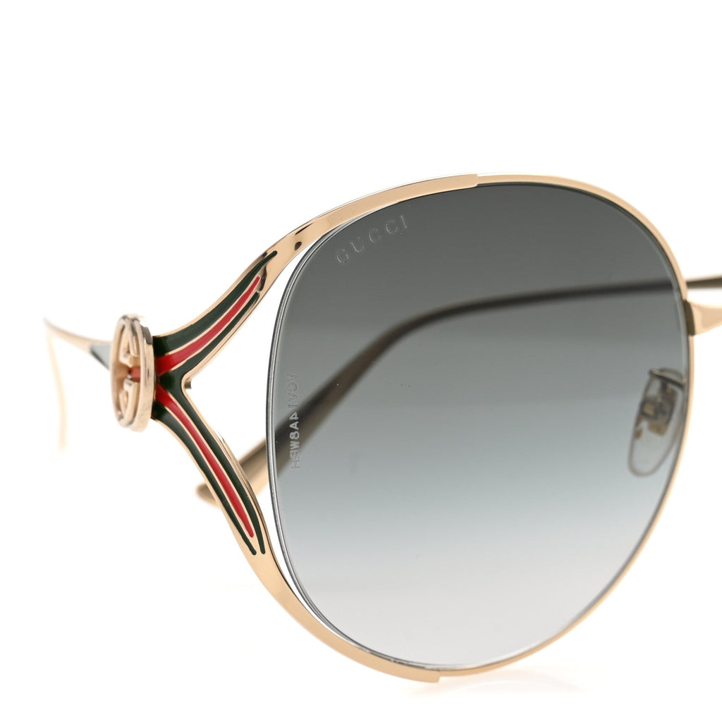 Gucci Oversized Round Sunglasses — Gold GG0225S