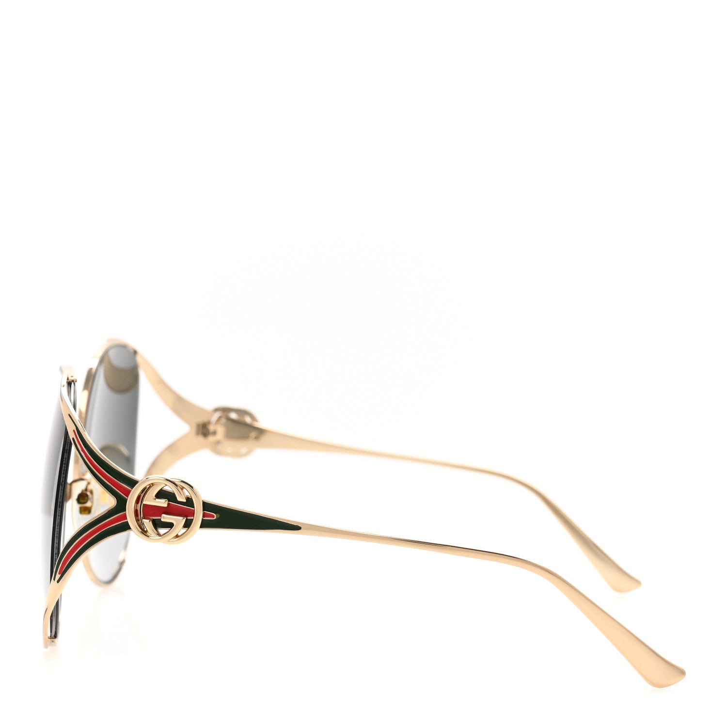 Gucci Oversized Round Sunglasses — Gold GG0225S