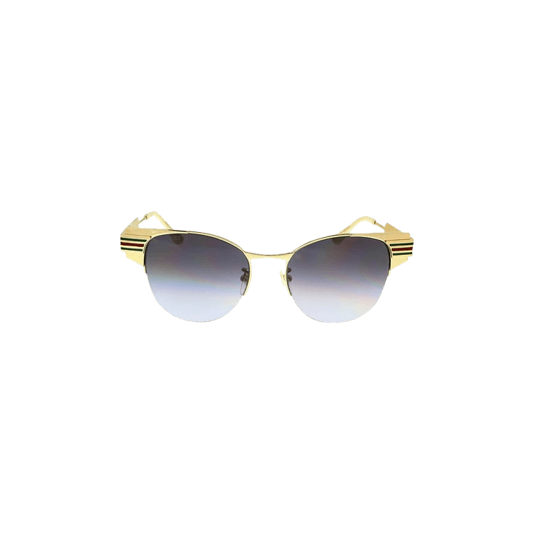 Gucci Round Stripe Winged Sunglasses — Gold