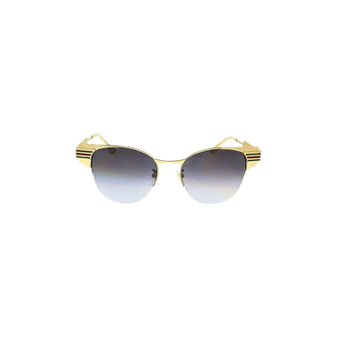 Gucci Round Stripe Winged Sunglasses — Gold