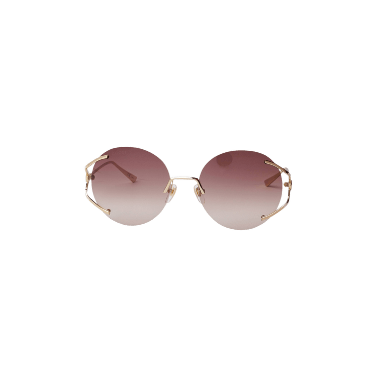 Gucci Round Rimless Logo Sunglasses — Gold