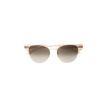 Gucci Round Stripe Winged Sunglasses — Gold