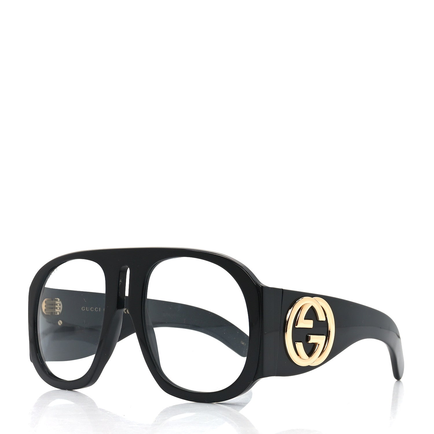 Gucci Oversized Aviator Sunglasses — Black GG0152S