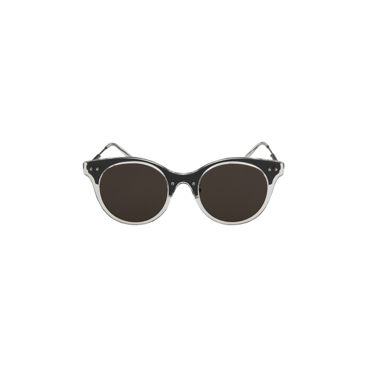 Bottega Veneta Round Frame Acetate Sunglasses — Black