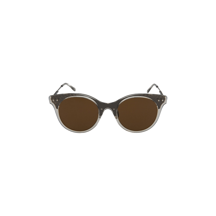 Bottega Veneta Round Frame Acetate Sunglasses — Brown