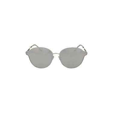 Bottega Veneta Round Frame Metal Sunglasses — Silver