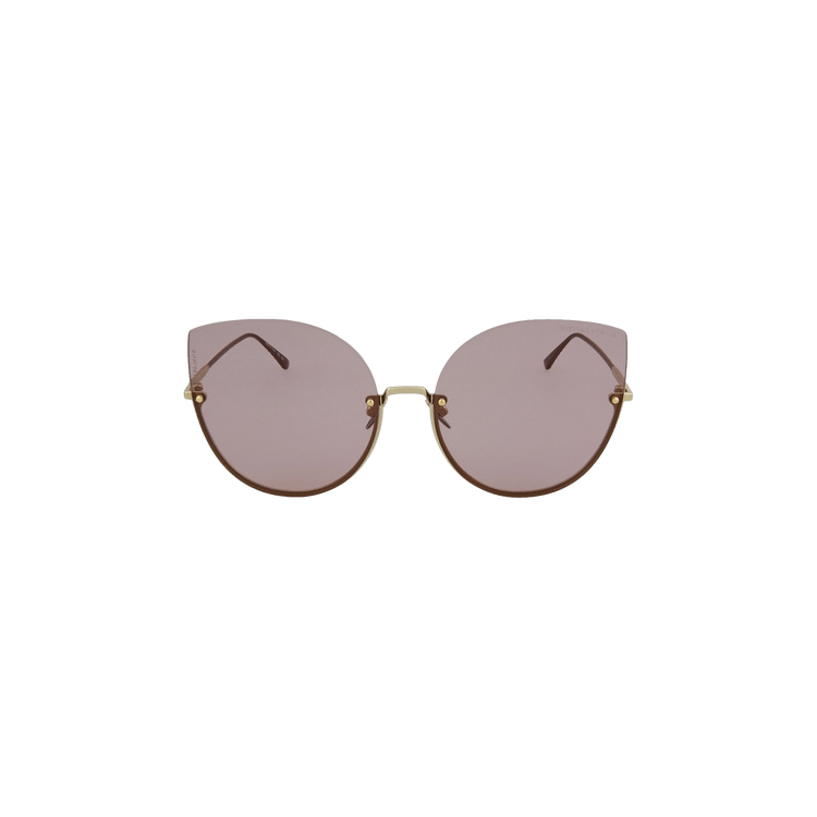 Bottega Veneta Cat Eye Frame Metal Sunglasses — Gold