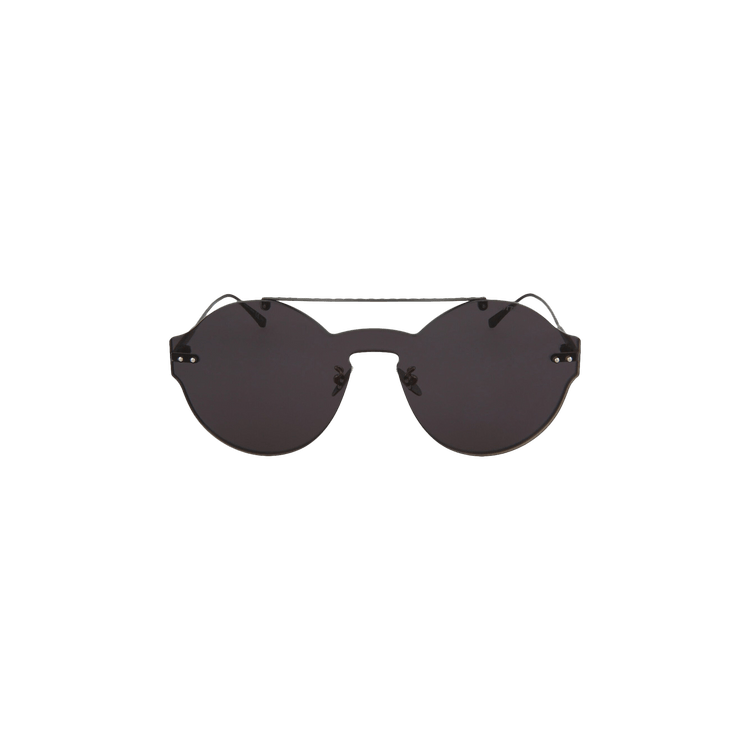 Bottega Veneta Round Frame Nylon Sunglasses — Grey