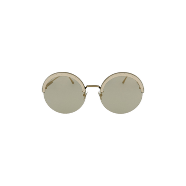 Bottega Veneta Round Frame Metal Sunglasses — Gold