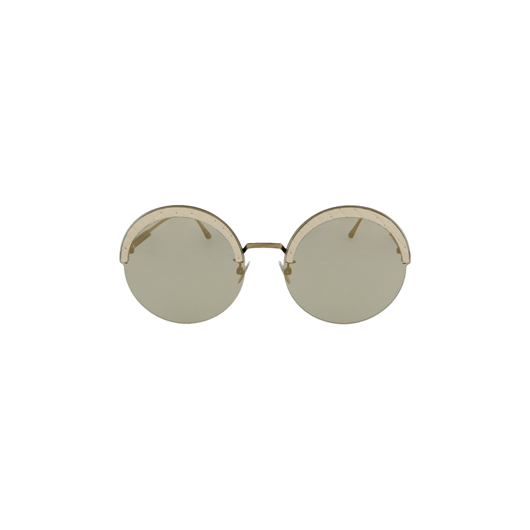 Bottega Veneta Round Frame Metal Sunglasses — Gold
