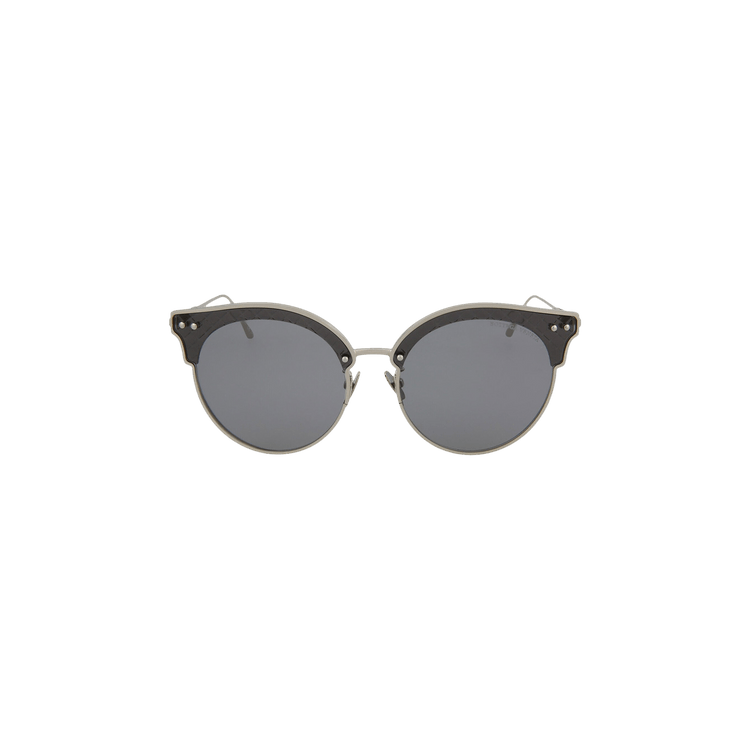 Bottega Veneta Cat Eye Frame Metal Sunglasses — Silver