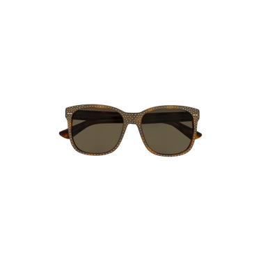 Gucci Crystal Square Frame Sunglasses — Brown