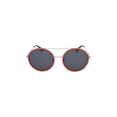 Gucci Round Frame Metal Sunglasses — Red