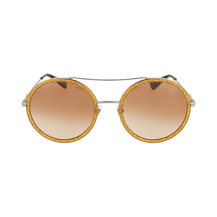 Gucci Glitter Round Metal Sunglasses — Silver