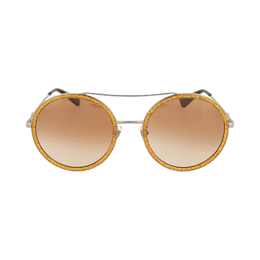Gucci Glitter Round Metal Sunglasses — Silver