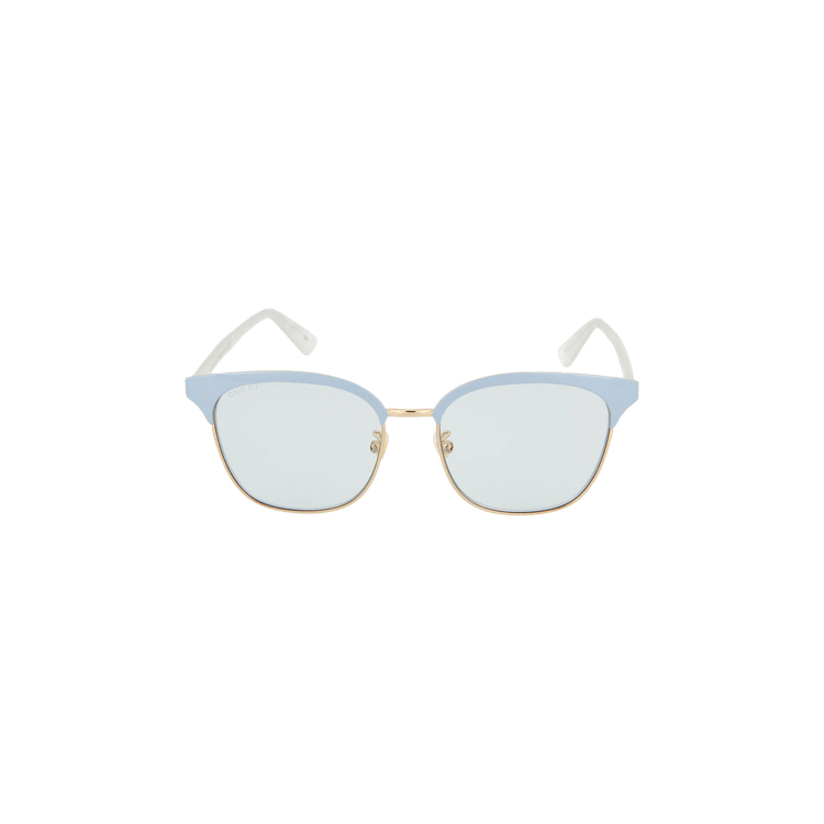 Gucci Round Frame Metal Sunglasses — Blue