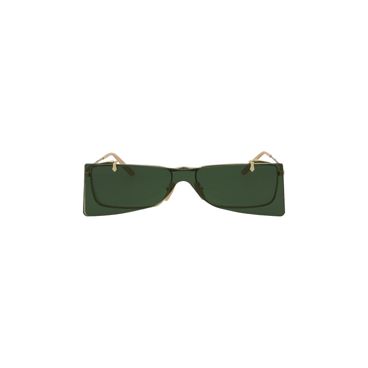 Gucci Rectangle Metal Sunglasses — Gold