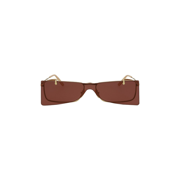 Gucci Rectangle Metal Sunglasses — Gold
