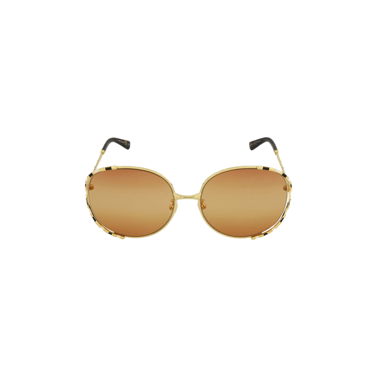 Gucci Round Frame Acetate Sunglasses — Gold