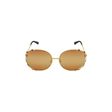 Gucci Round Frame Acetate Sunglasses — Gold