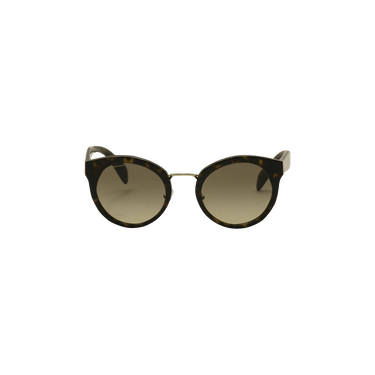 Prada Round Frame Acetate Sunglasses — Brown