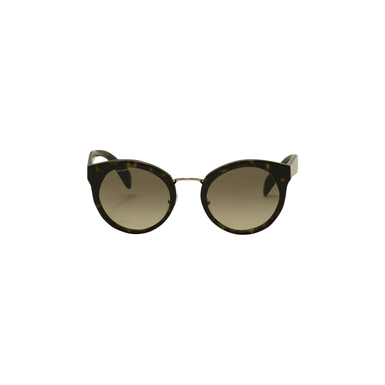 Prada Round Frame Acetate Sunglasses — Brown