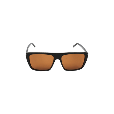 Saint Laurent Square Rectangle Sunglasses — Brown