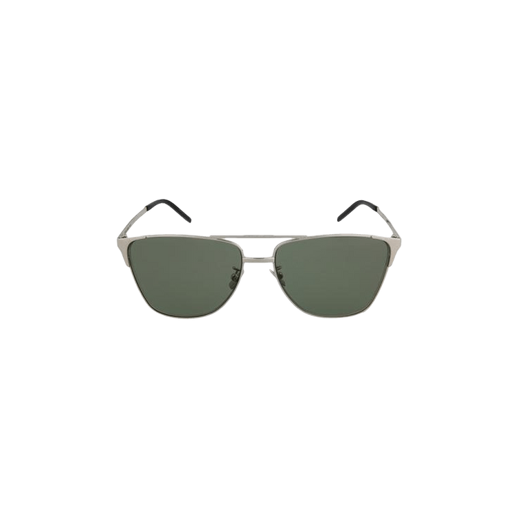 Saint Laurent Square Frame Acetate Sunglasses — Silver
