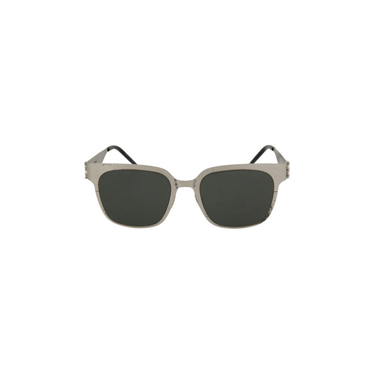 Saint Laurent Square Metal Sunglasses — Silver