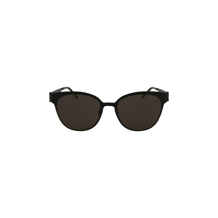 Saint Laurent Round-Frame Metal Sunglasses — Black