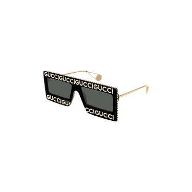 Gucci Rectangle Acetate Sunglasses — Black