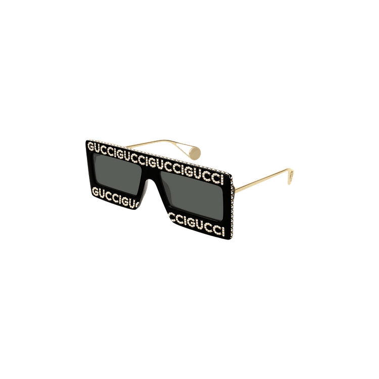 Gucci Rectangle Acetate Sunglasses — Black