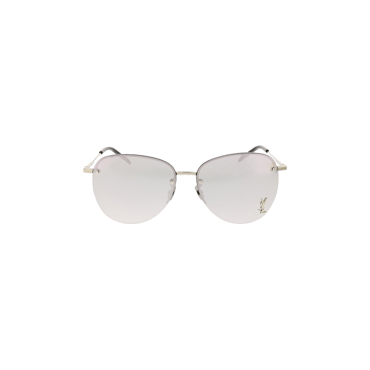 Saint Laurent Round Metal Sunglasses — Silver