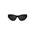 Saint Laurent Shiny Monogram Cat Eye Sunglasses — Black
