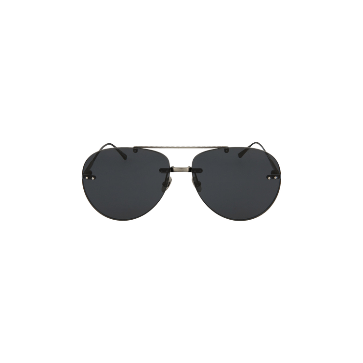 Bottega Veneta Aviator-Style Metal Sunglasses — Silver