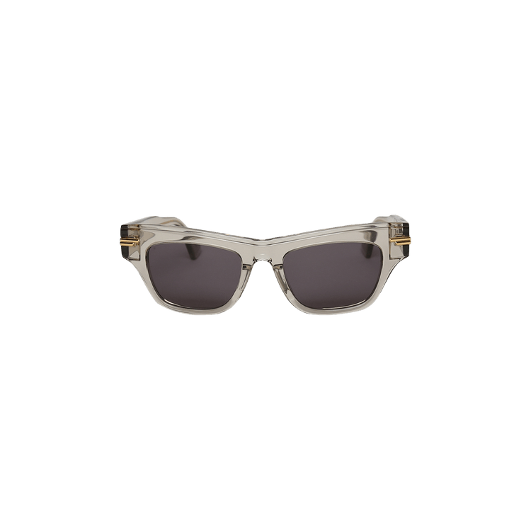 Bottega Veneta Clear Acetate Square Sunglasses — Grey