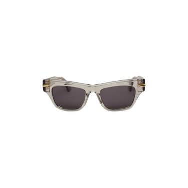 Bottega Veneta Clear Acetate Square Sunglasses — Grey