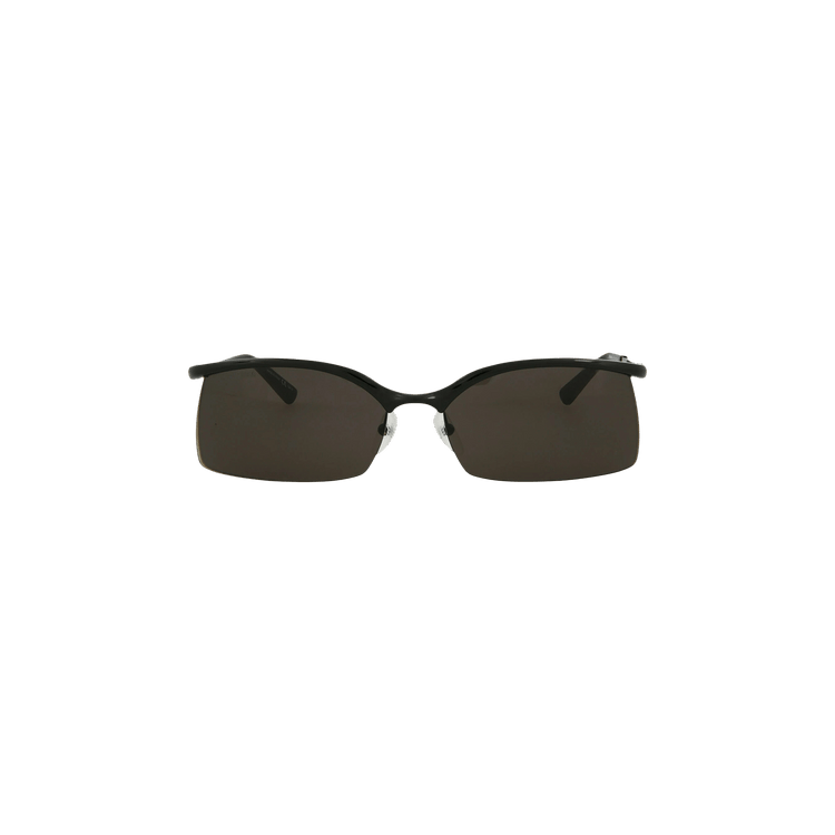 Balenciaga Rectangle-Frame Metal Sunglasses — Black