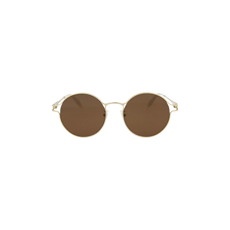 Alexander McQueen Panthos Frame Metal Sunglasses — Gold