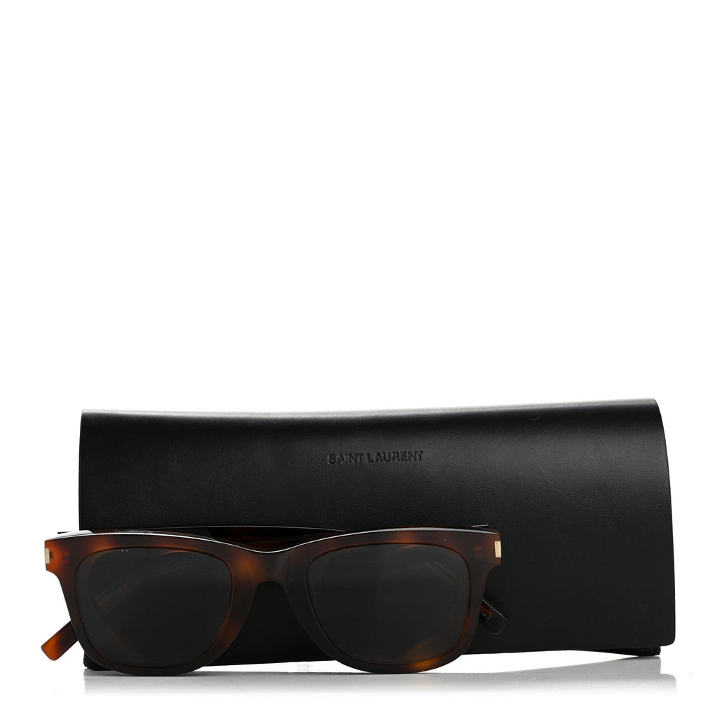 Saint Laurent Square Sunglasses — Havana SL51